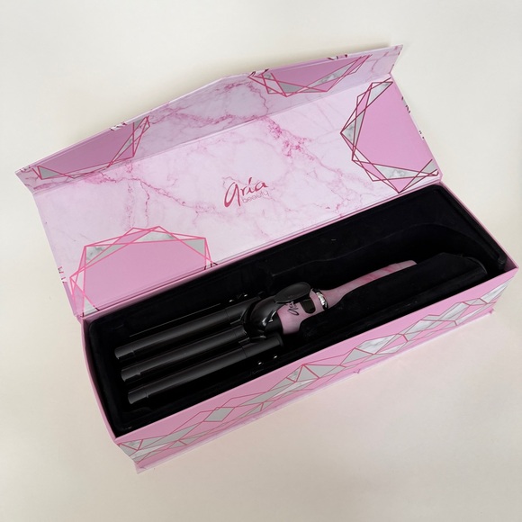 💗 ARIA BEAUTY “The Babe Waver” | Triple Barrel Hair Tool | Pink Marble 💗 BNIB - Picture 11 of 13